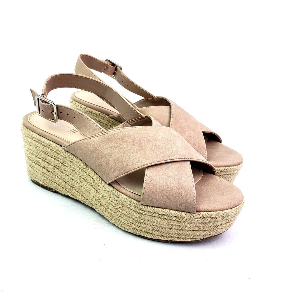 Bar III Bianka Womens Size 9 Blush Casual Platform Wedge Espadrille Sandals